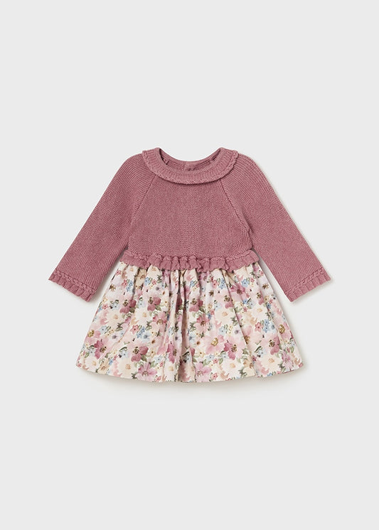 Vestido tricot combinado mid rose