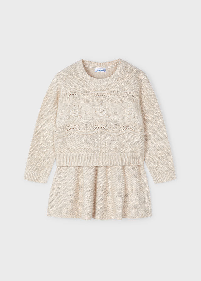 Conjunto falda tricot beige