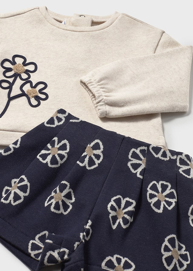 Conjunto bermuda punto jacquard marino