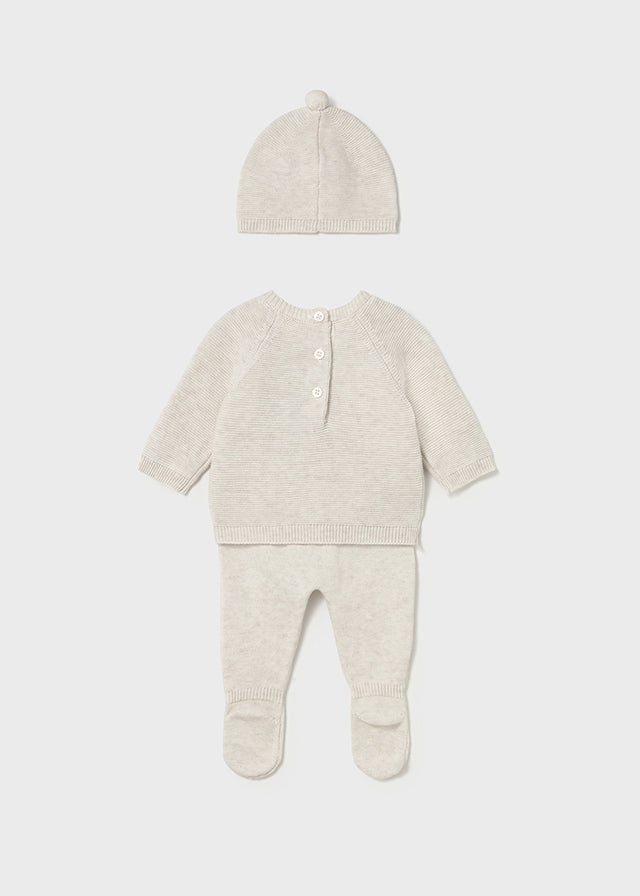 Conjunto polaina y gorro tricot milk