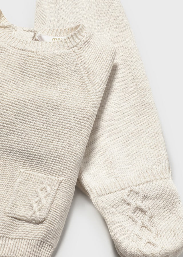 Conjunto polaina y gorro tricot milk