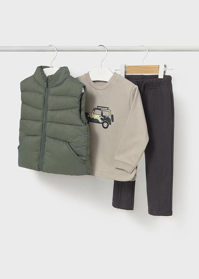 Conjunto pantalón pullover chaleco abeto