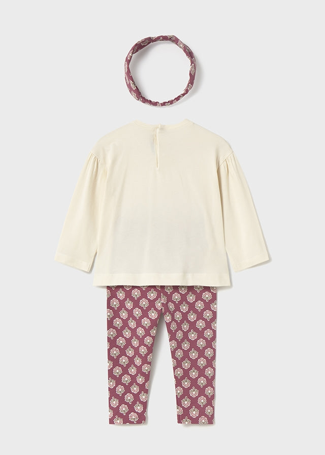 Conjunto leggings con diadema rosado