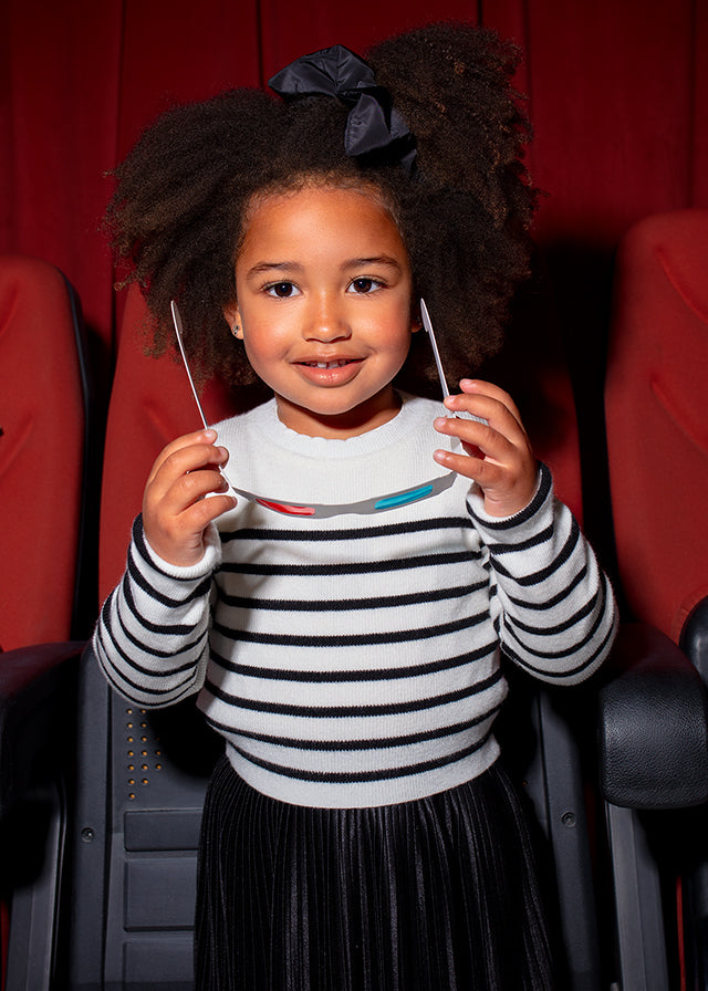 Conjunto short blusa tricot rayas negra