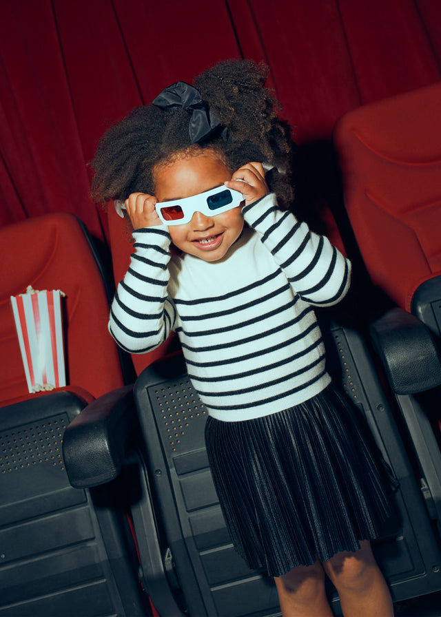 Conjunto short blusa tricot rayas negra