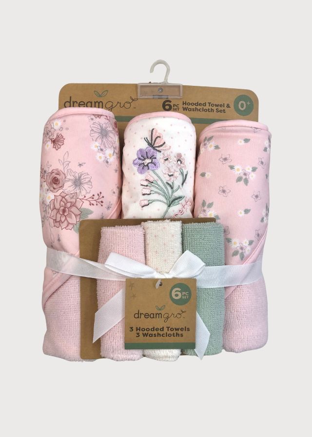 Toallas de baño flores rosas y verdes