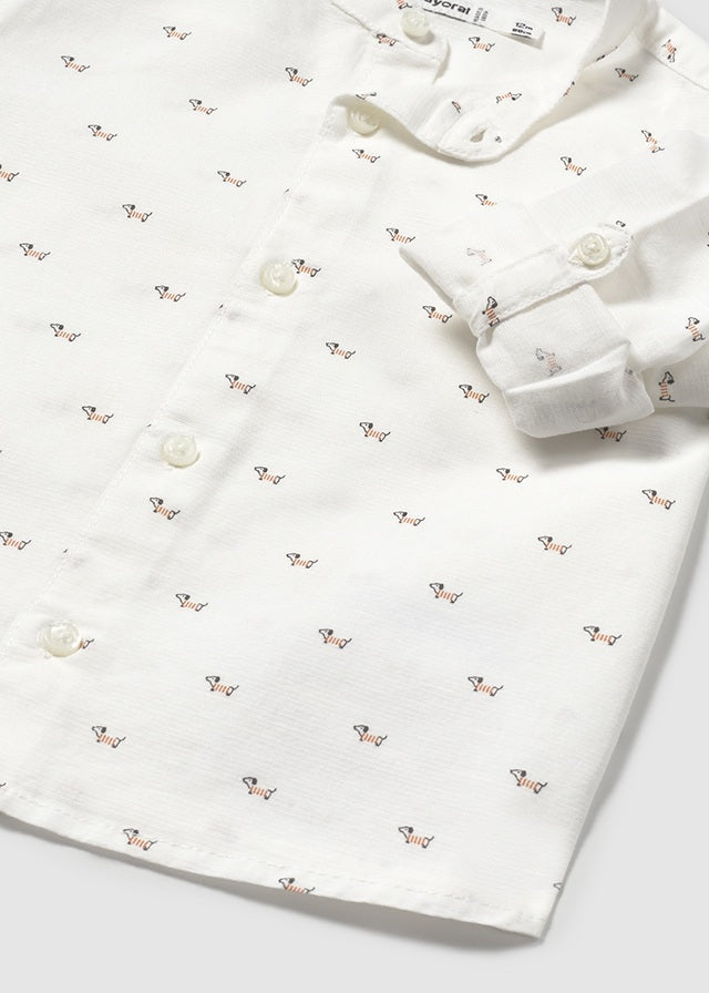 Conjunto bermuda camisa lino cuello mao perritos