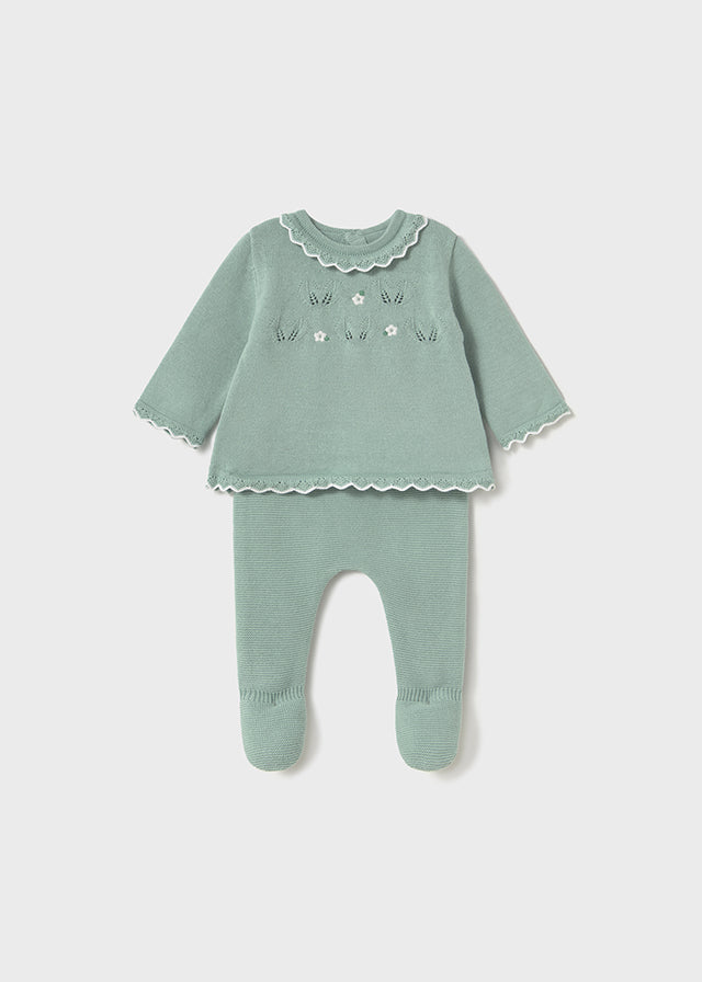 Conjunto Polaina tricot menta