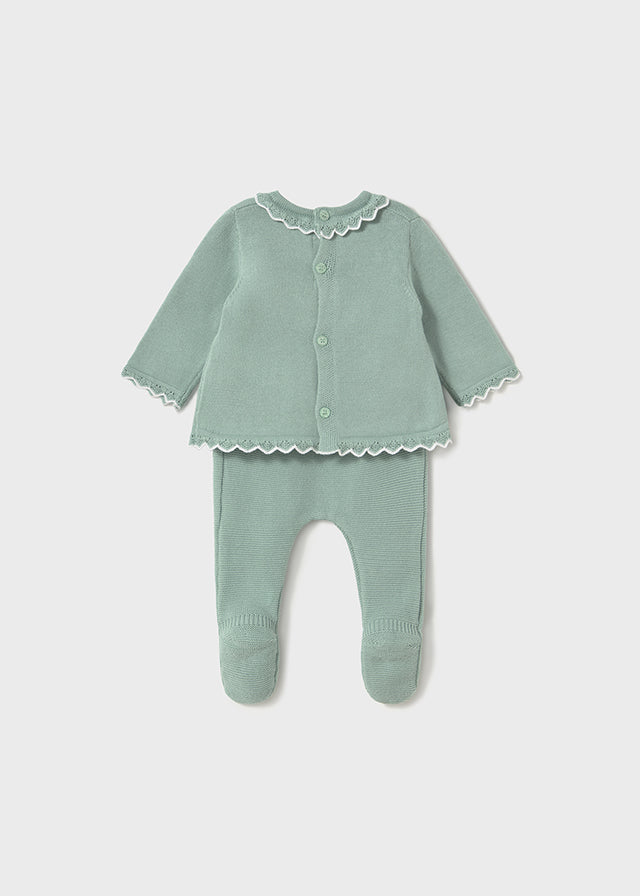 Conjunto Polaina tricot menta