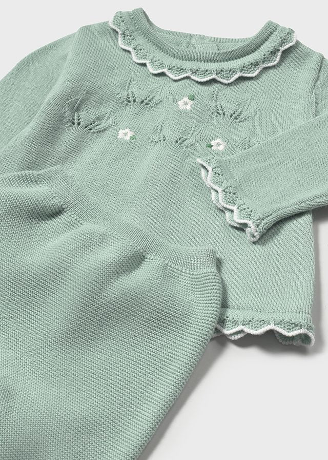 Conjunto Polaina tricot menta