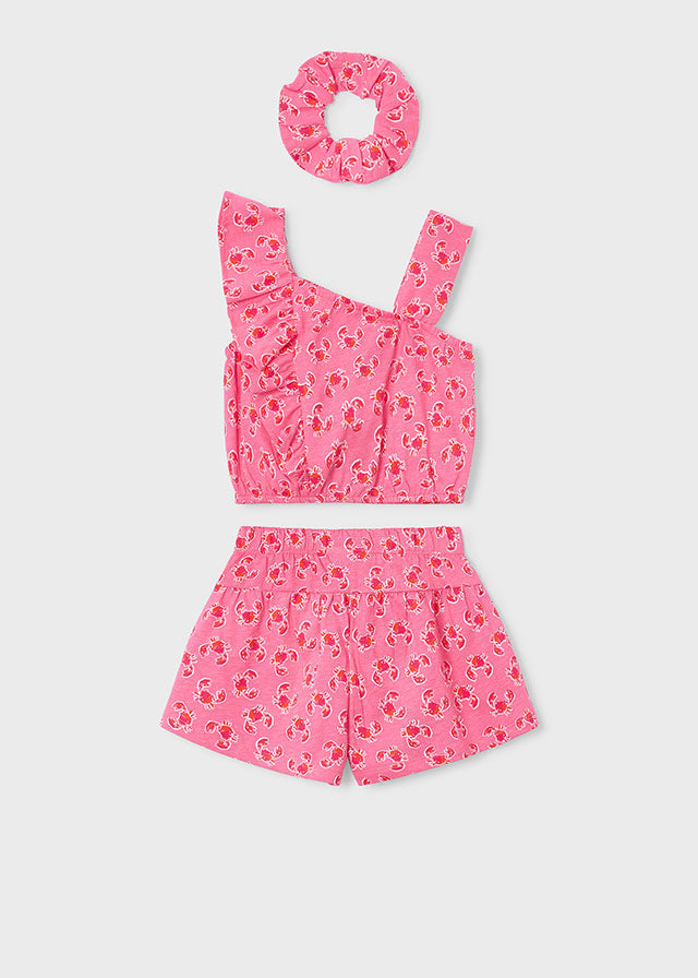 Conjunto short con coletero geranio