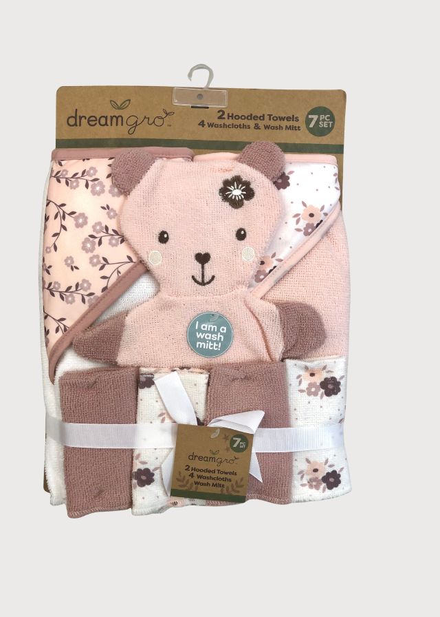 Toallas con manopla osita rosa