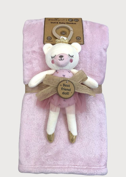 Cobija con osita bailarina rosa