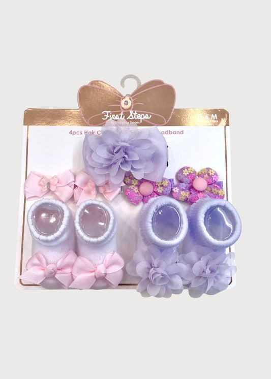 Juego de calcetas con accesorios lilas