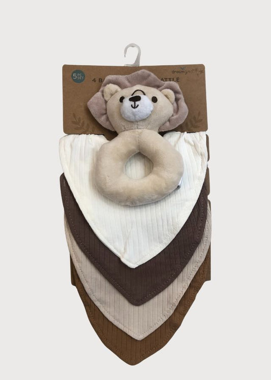 Baberos con sonaja león