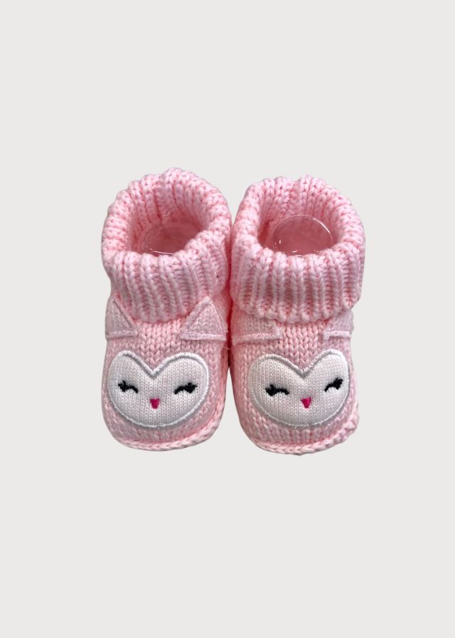Zapatitos tejidos de crochet buhita rosa