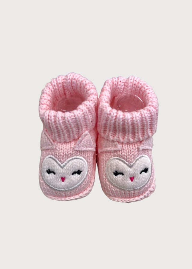 Zapatitos tejidos de crochet buhita rosa