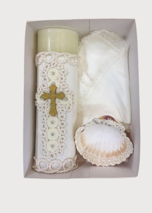 Vela cruz dorada beige