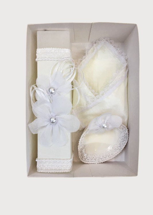 Vela cuadrada flores blanca