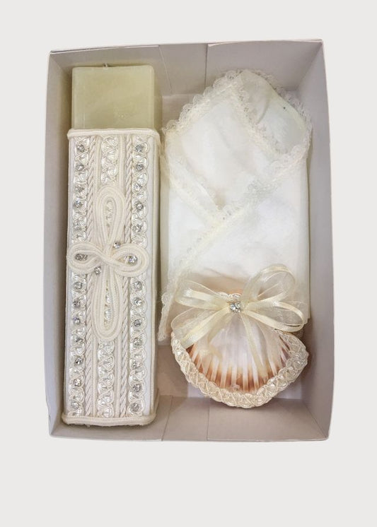 Vela cuadrada cruz beige