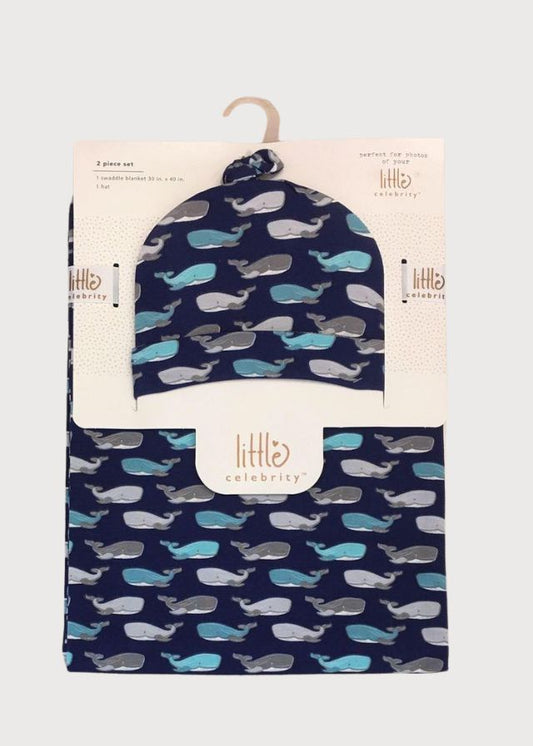 Sábanita con gorro ballenas