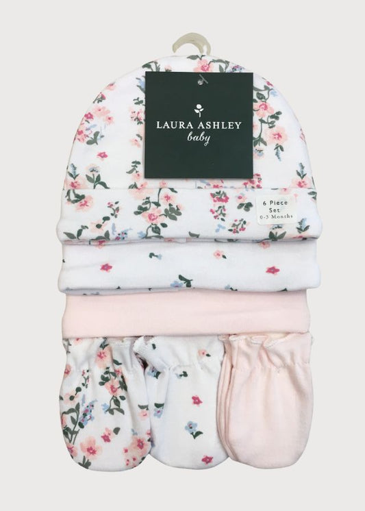 Gorros con manoplas flores fushia