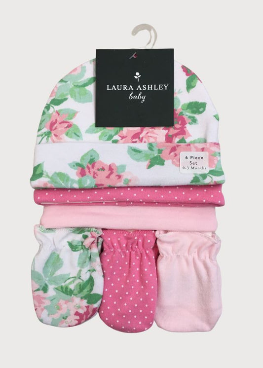 Gorros con manoplas flores blancas