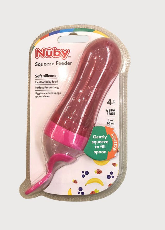 Alimentador de silicón con cuchara rosa