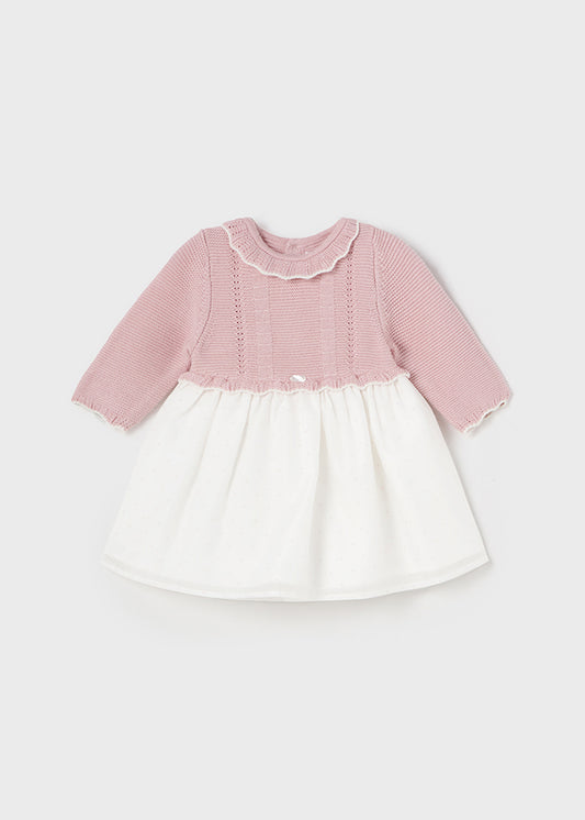 Vestido tricot rosa baby