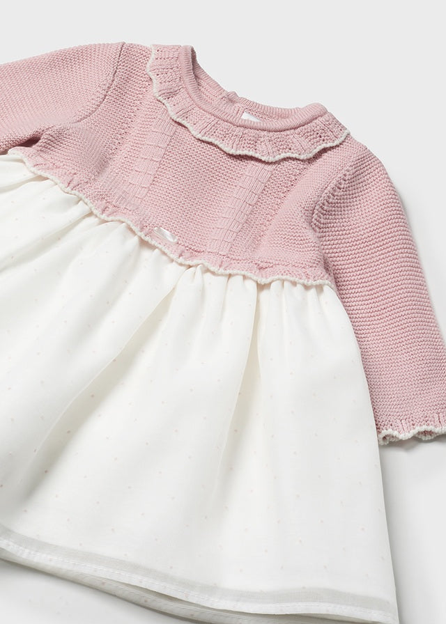 Vestido tricot rosa baby