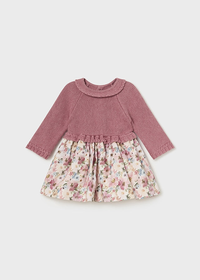 Vestido tricot combinado mid rose