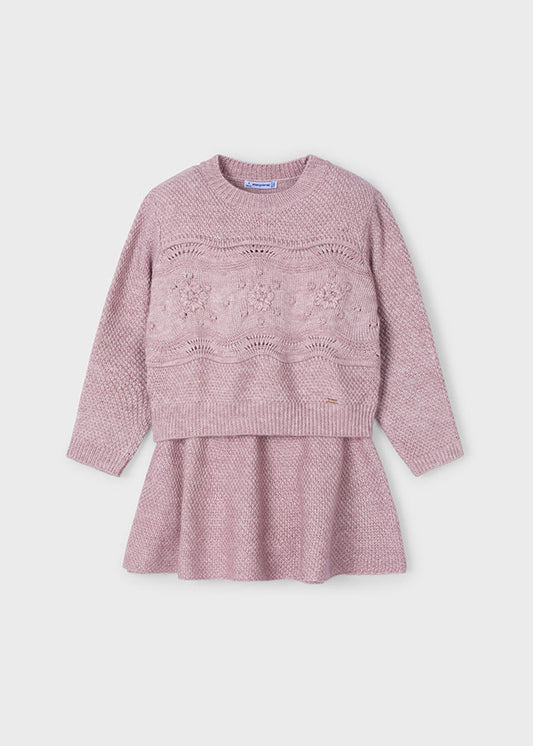 Conjunto falda tricot rosa