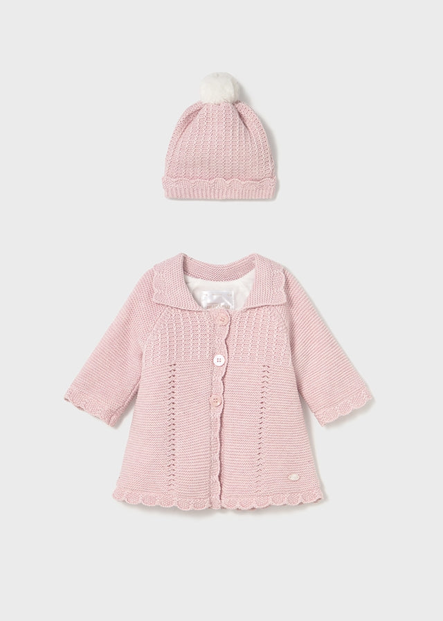 Abrigo y gorro tricot cuarzo