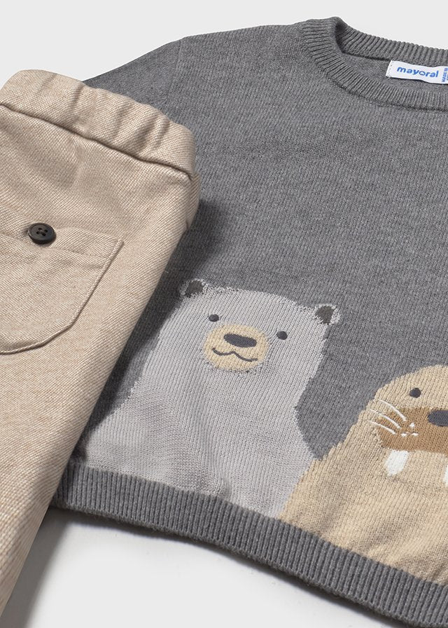 Conjunto pantalón y jersey beige