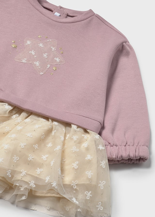 Vestido combinado tul cuarzo