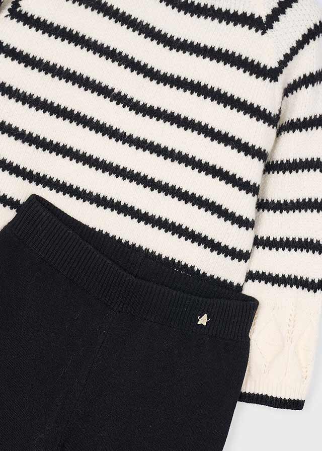 Conjunto pantalón tricot rayas negro