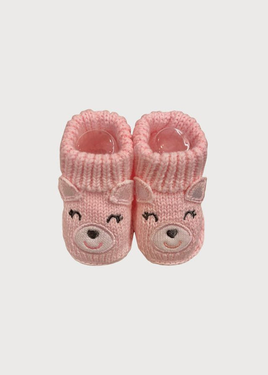 Zapatitos tejidos de crochet osita rosa