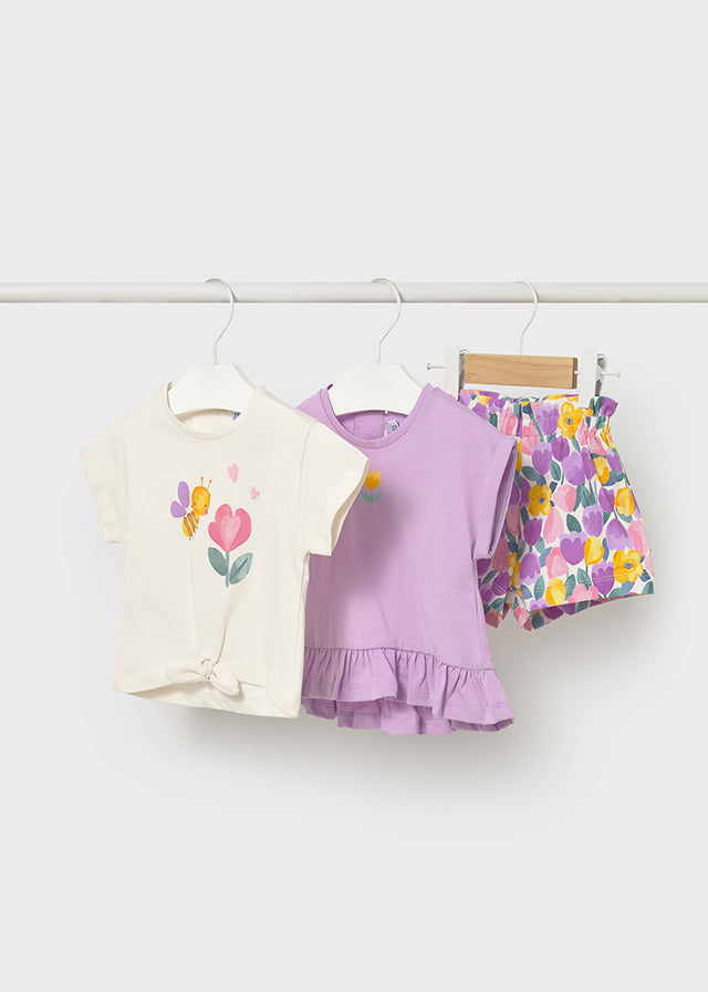 Conjunto short tres piezas lilac