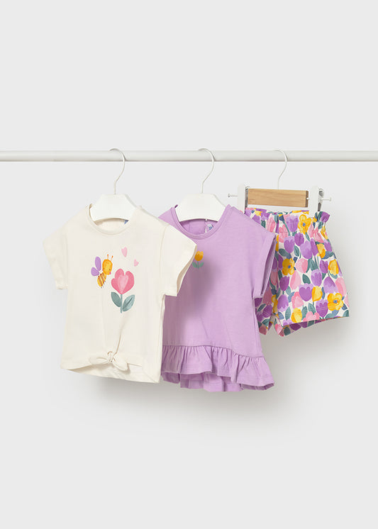 Conjunto short tres piezas lilac