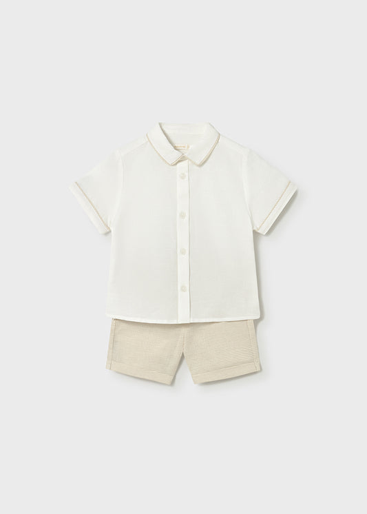 Conjunto bermuda lino avena