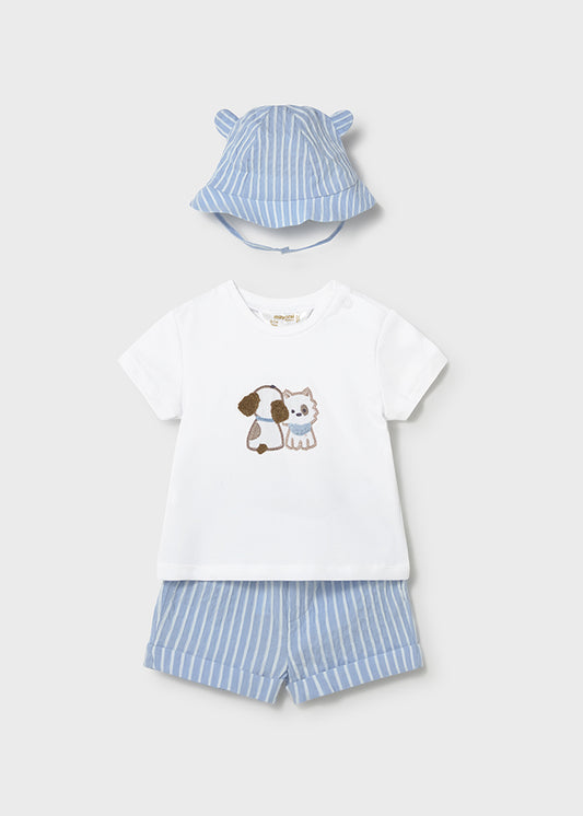 Conjunto short con gorro perritos