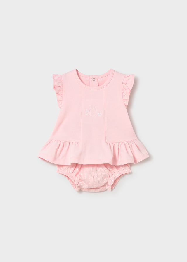 Conjunto short punto rosa baby