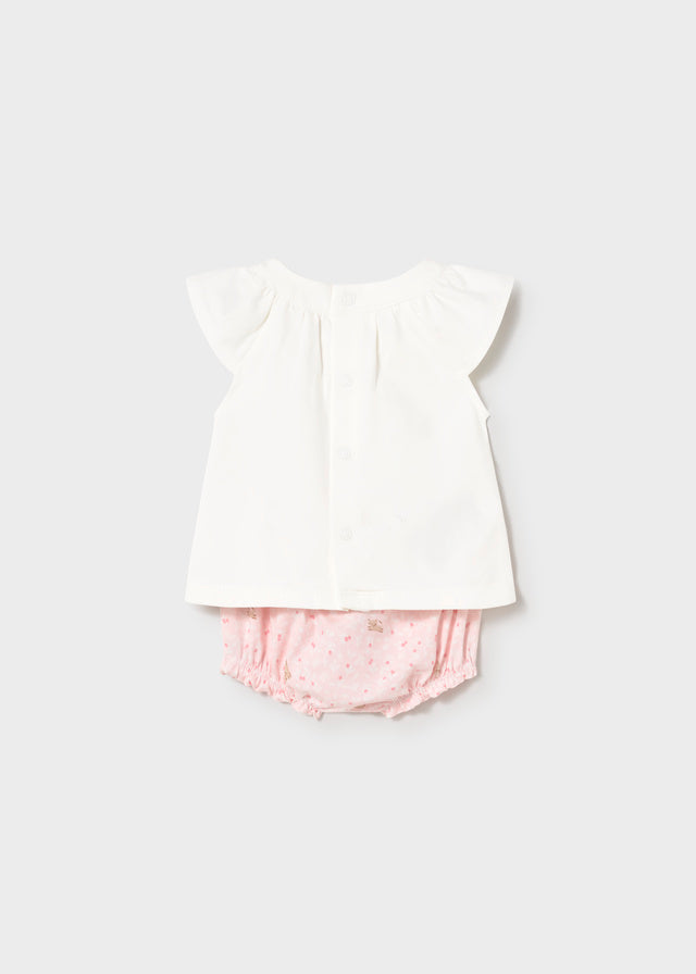 Conjunto short punto blanco/rosa baby