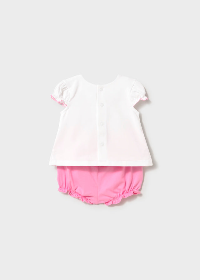 Conjunto short blanco/chicle