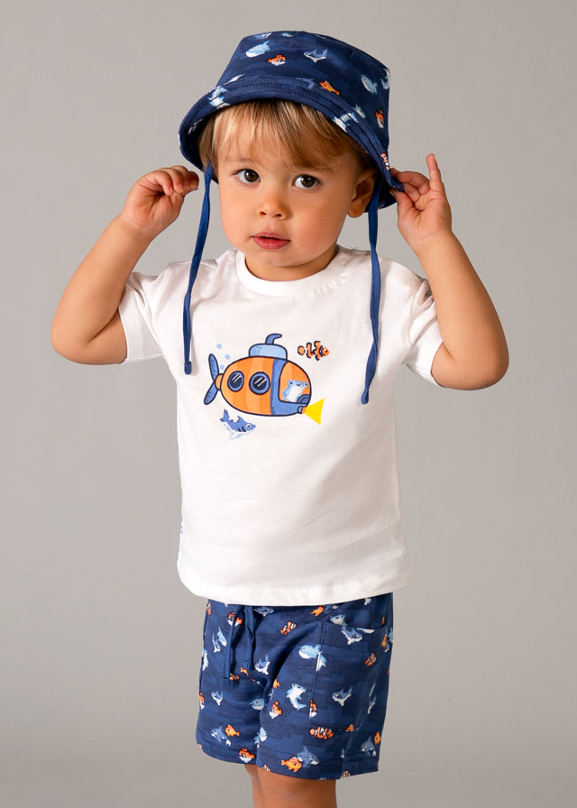 Conjunto punto con gorro noche