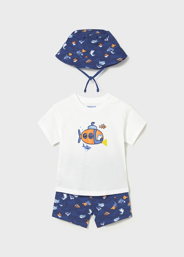 Conjunto punto con gorro noche