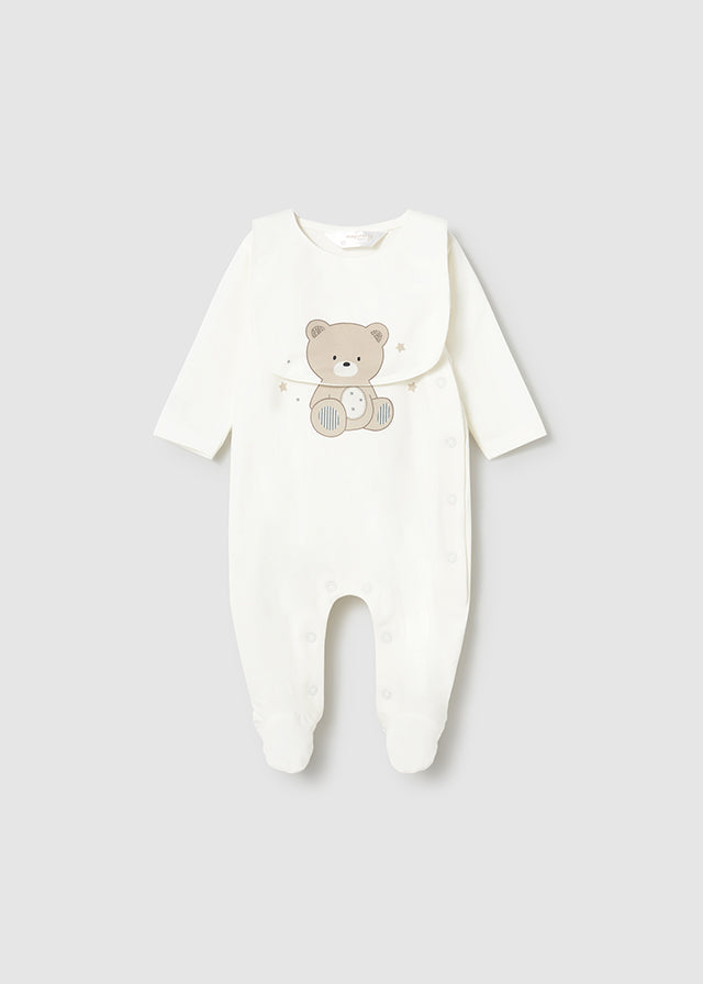 Set mameluco y babero crudo