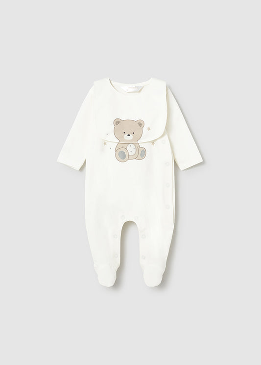 Set mameluco y babero crudo
