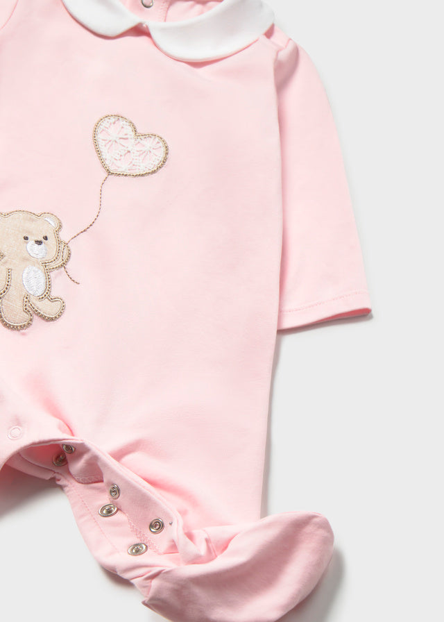 Mameluco con cuello rosa baby