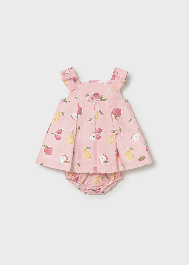 Vestido lino estampado rose
